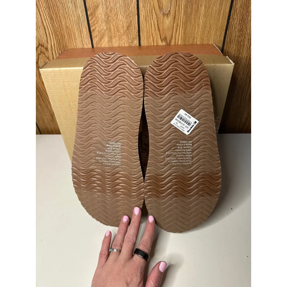 Very G Christy Cow Print Platform Slippers Cream Tan Women's 8 - Picture 2 of 6